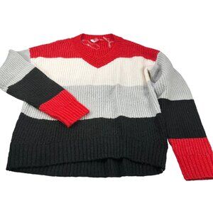 No Boundaries Women's Size Medium Sweater V-Neck Stripes Multicolor Preowned